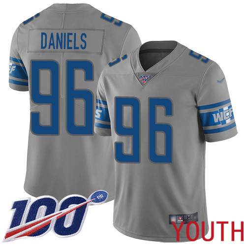 Detroit Lions Limited Gray Youth Mike Daniels Jersey NFL Football #96 100th Season Inverted Legend